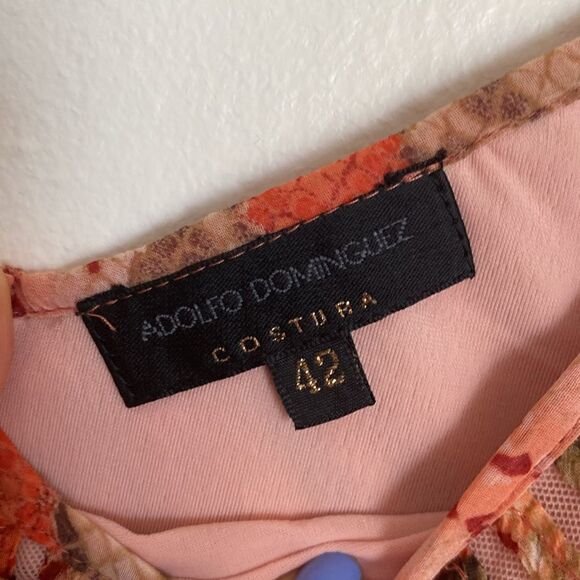 Adolfo Rodriguez Pink and Olive Sleeveless Dress - Picture 6 of 11